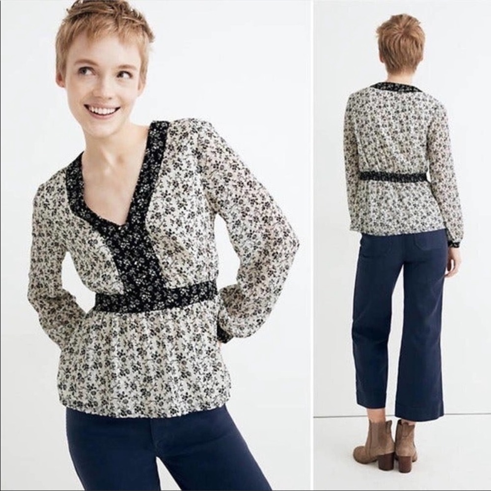 Madewell Floral V Neck Blouse